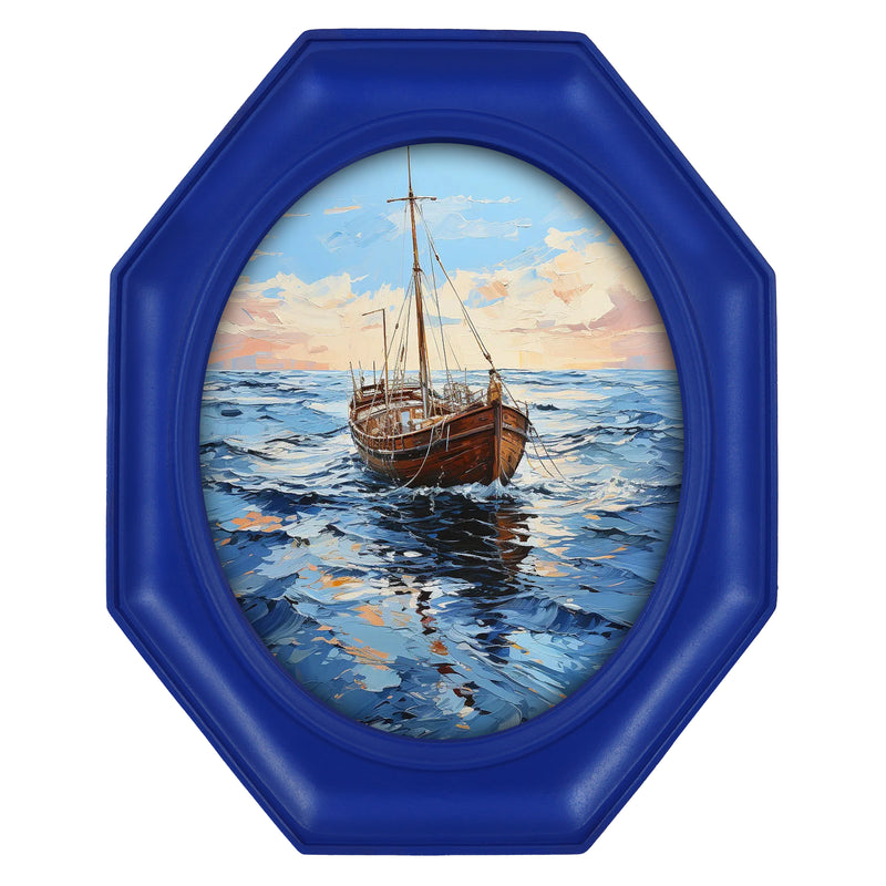Octagon Picture Frame with Bold Blue Finish for Wall and Tabletop, Fancy Frames