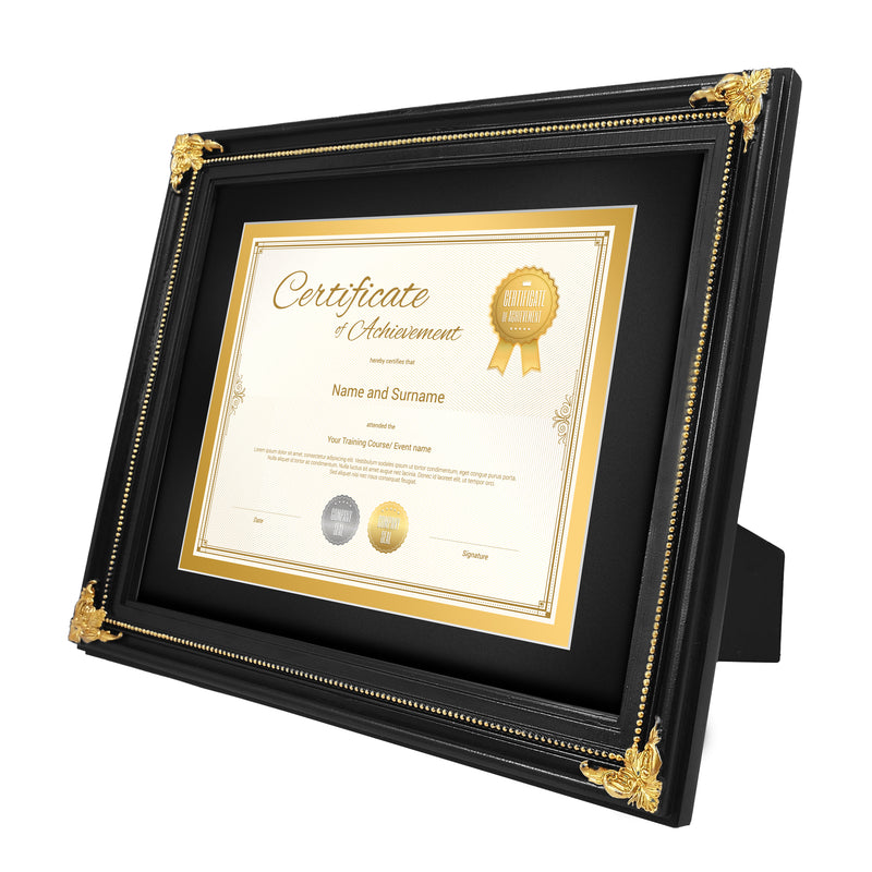 11 x 14 Frames with Mat for 8.5 x 11 Diploma Certificates Documents, Vintage Picture Frames