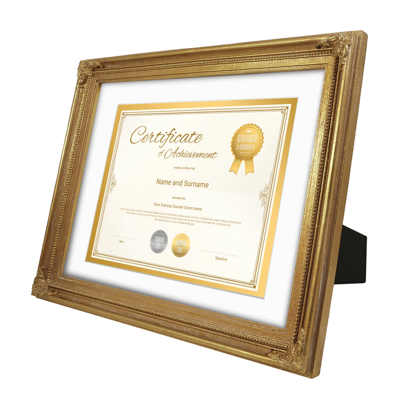 11 x 14 Frames with Mat for 8.5 x 11 Diploma Certificates Documents, Vintage Picture Frames