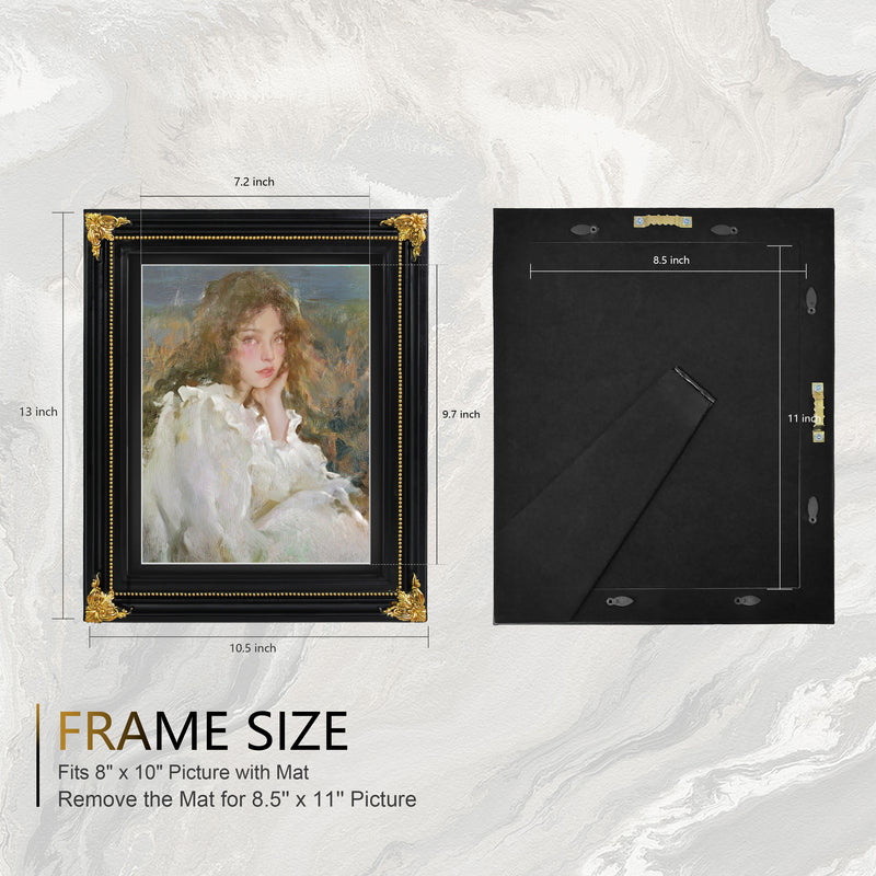 Vintage Picture Frames 8.5x11 Matted to 8x10 Image, Wall and Tabletop Picture Frames