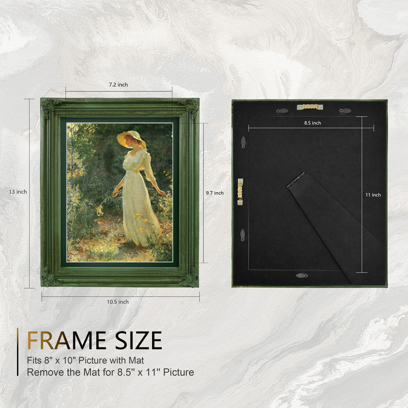Vintage Picture Frames 8.5x11 Matted to 8x10 Image, Wall and Tabletop Picture Frames