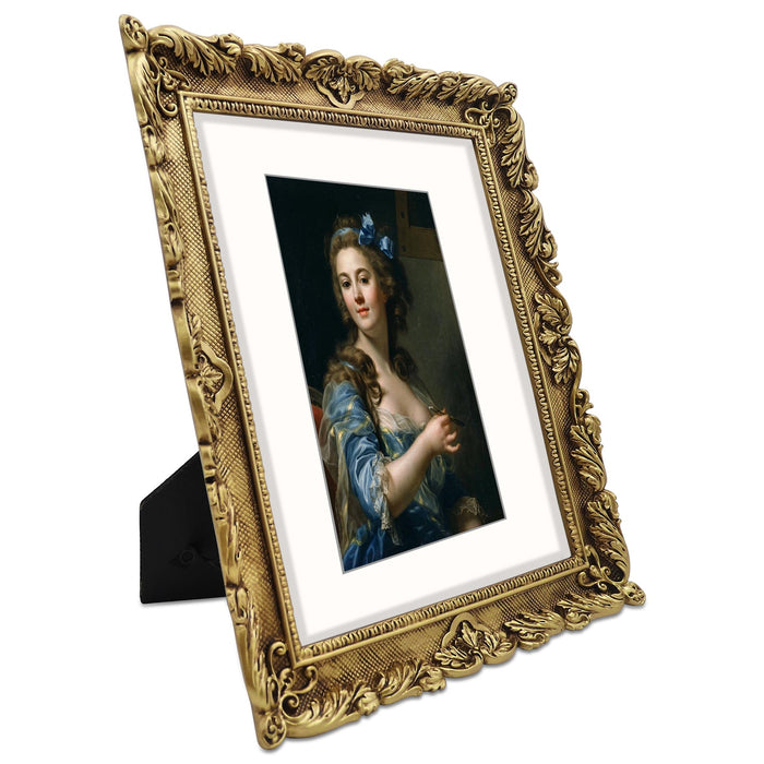 Gold 8x10 Wall and Tabletop Picture Frame Classic Design