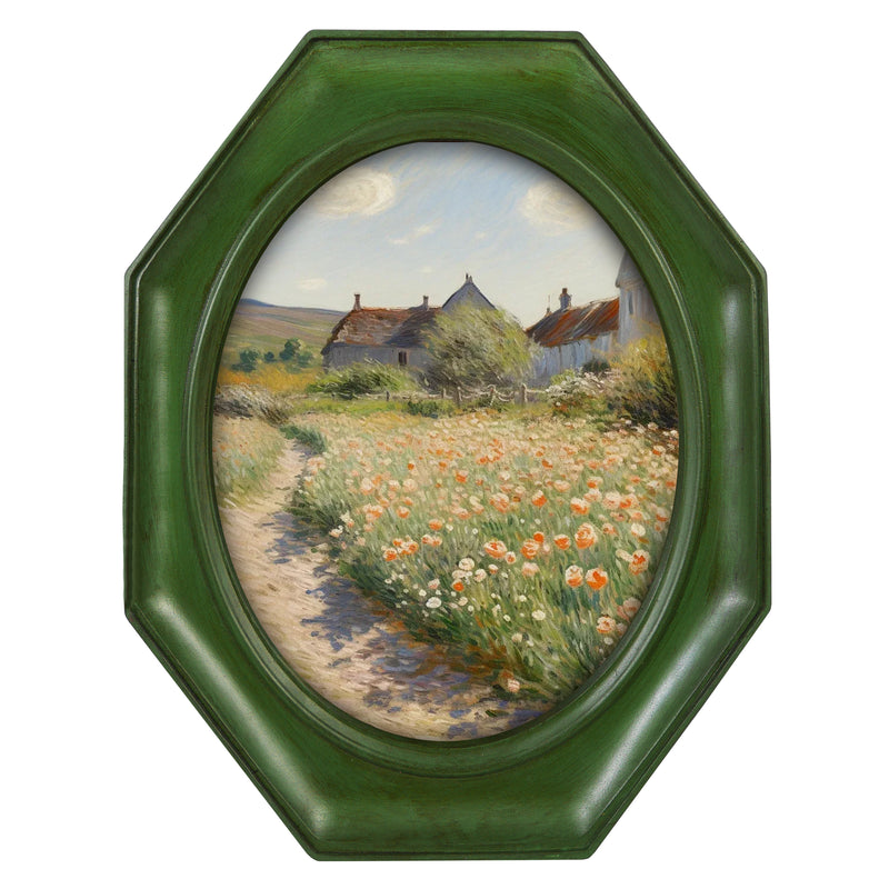 Octagon Picture Frame with Elegant Green Finish, Vintage Home Decor