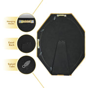 An antique-style octagon picture frame with a brushed gold finish.