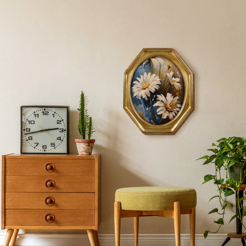 An antique-style octagon picture frame with a brushed gold finish.