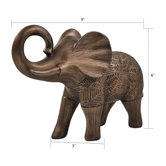 6'' Tall Elephant Figurines Bronze Animal Statue