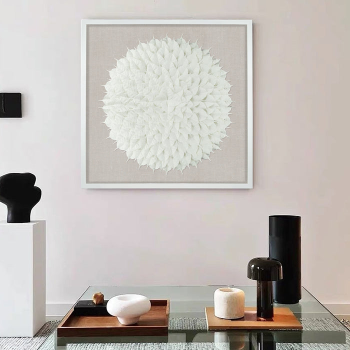 Modern Wall Art White Flower Petal Overlapping Pattern Home Decor Shadow Box