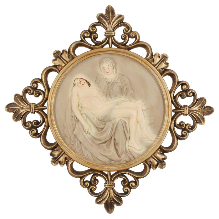 La Pietà Picture for Living Room Hallway Wall Decor, 17 Inches Tall Wall Art Sculpture, Bas-relief Wall Hanging Plaque