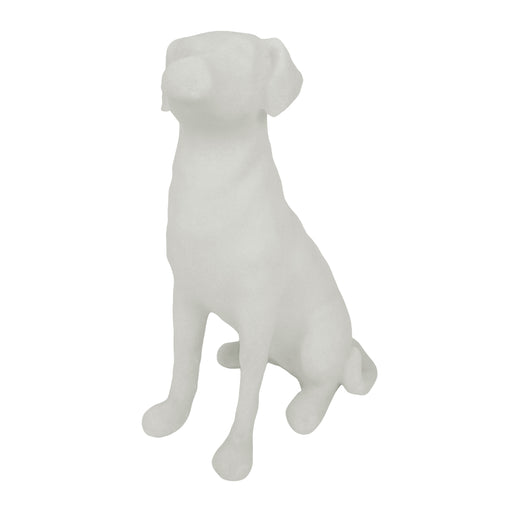 White Labrador statue on a white background.