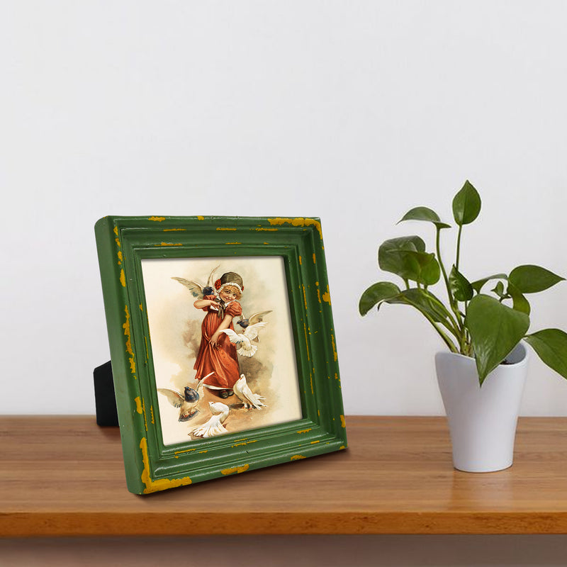 Distressed Green Picture Frame 4x4 Square Photo Frame Shabby Chic Style