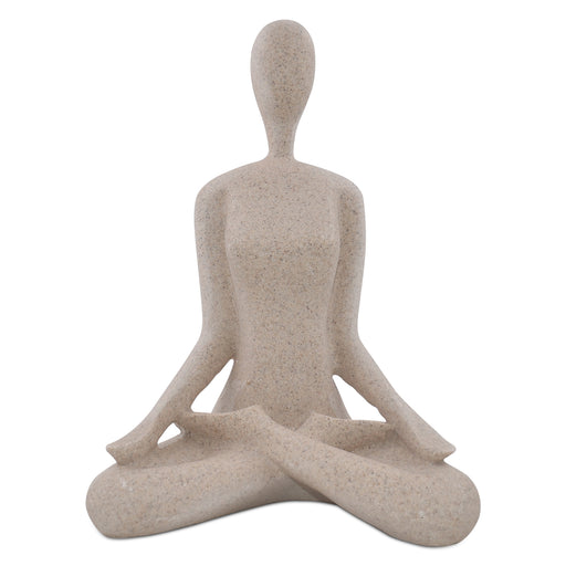 This yoga sculpture has a neat stone-looking with beige color and smooth texture. It can fit any home office decor style.