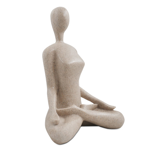 This yoga sculpture has a neat stone-looking with beige color and smooth texture. It can fit any home office decor style.