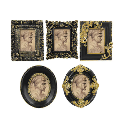 Black vintage mini picture frame for 1.5x2 inch photos for wall and tabletop display