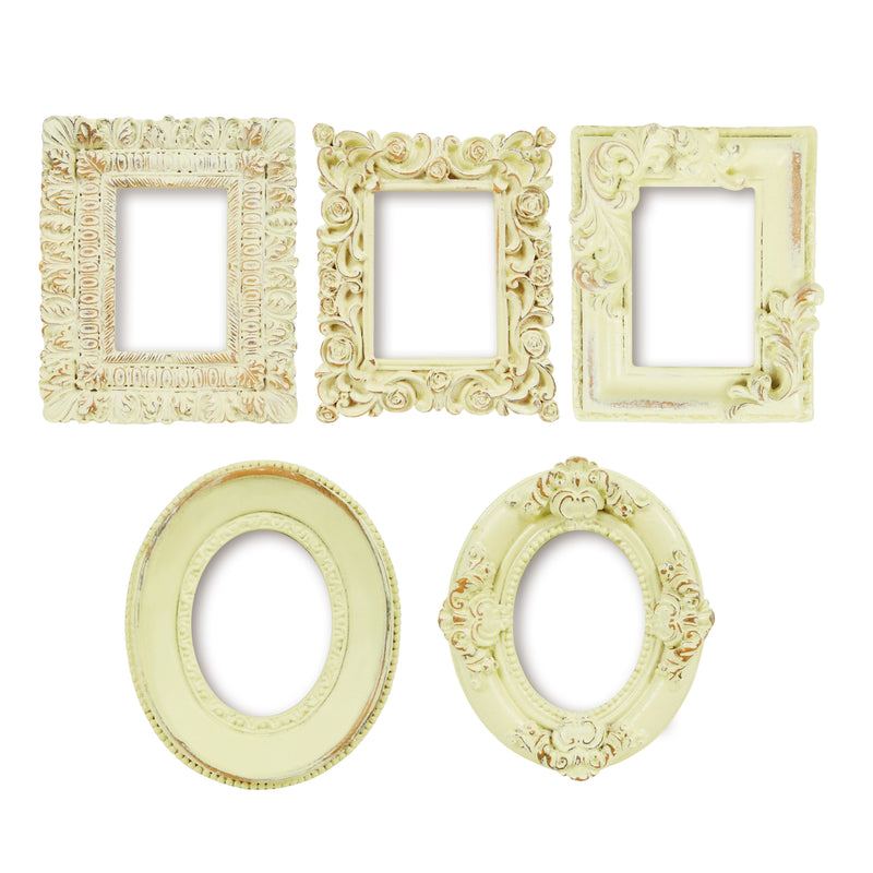 Vintage Ornate Frame, 1.5x2 Inches Opening, Open Back Resin Frame for DIY Crafts, Fridge Magnets, Wall Decor, Baroque Style Decorative Frames, Set of 5