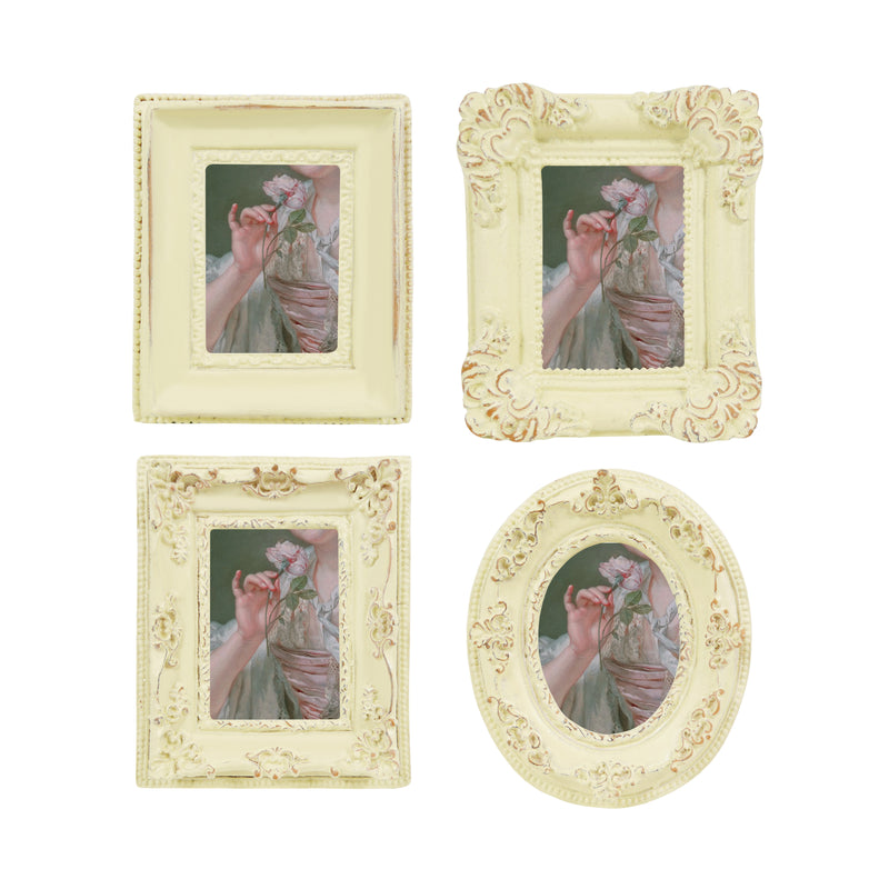 Vintage Picture Frames for 1.5x2 Inch Photos Small Artworks, Mini Wallet Sized Ornate Frame for Wall and Tabletop, Set of 4