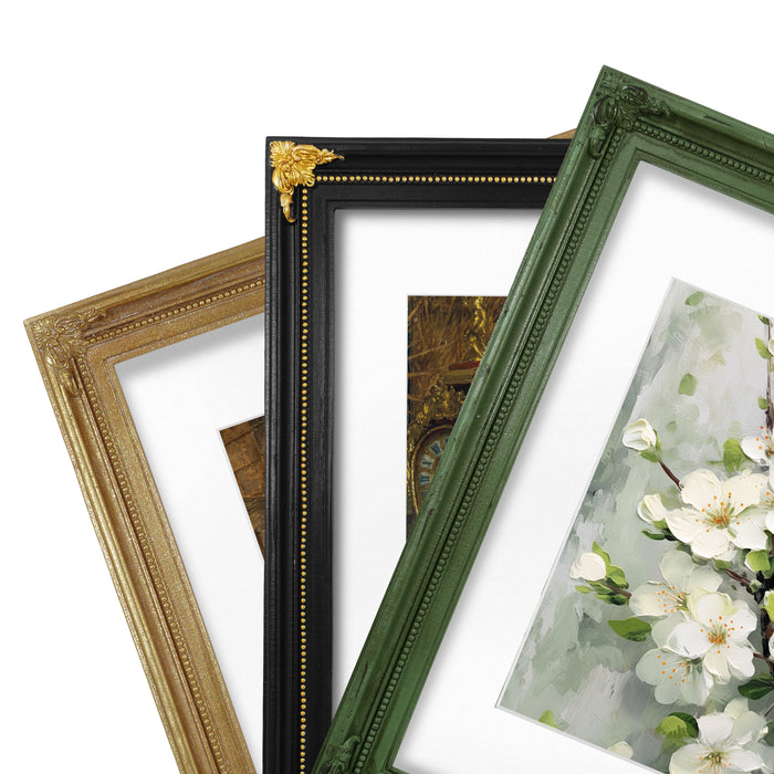 11x14 Picture Frame with Mat for 8 x 10 Image, Vintage Picture Frames for Wall and Tabletop