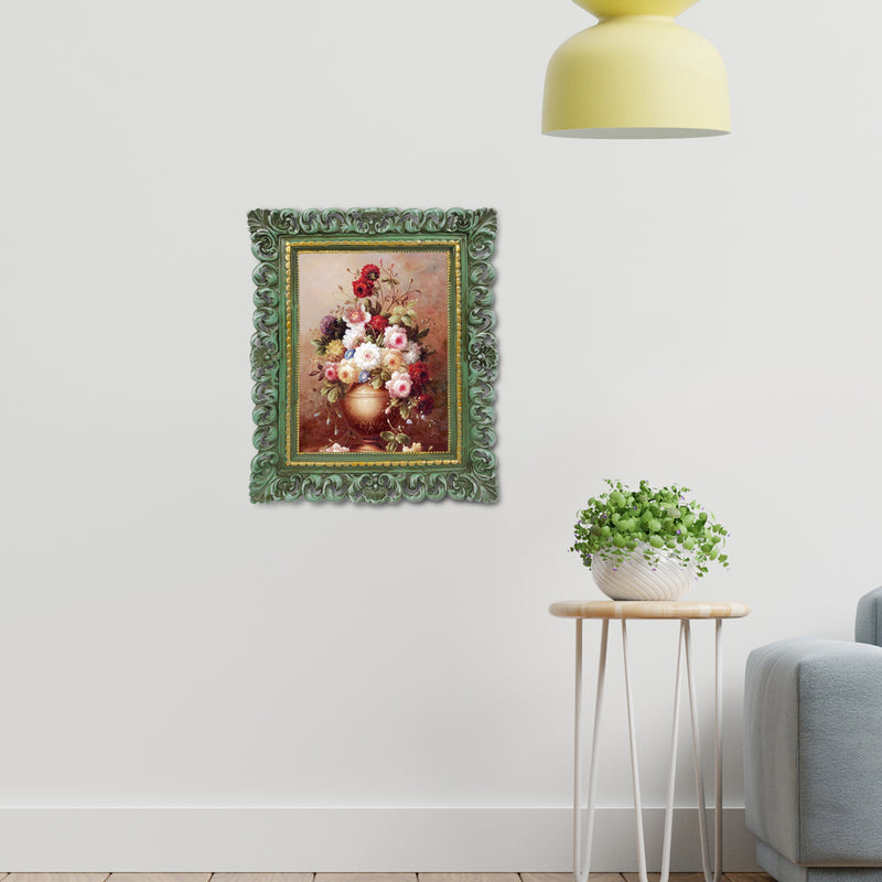 Vintage Picture Frame for Tabletop or Wall Display, Scalloped Borders with Floral Design