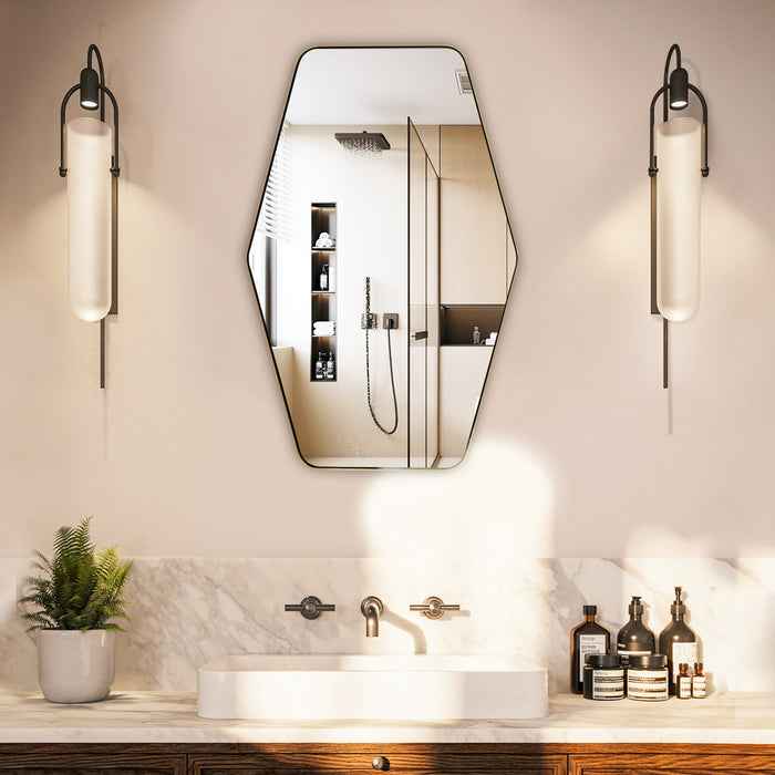 Bathroom Vanity Mirror, Hexagonal Wall Mirror for Living Room Entryway Dresser