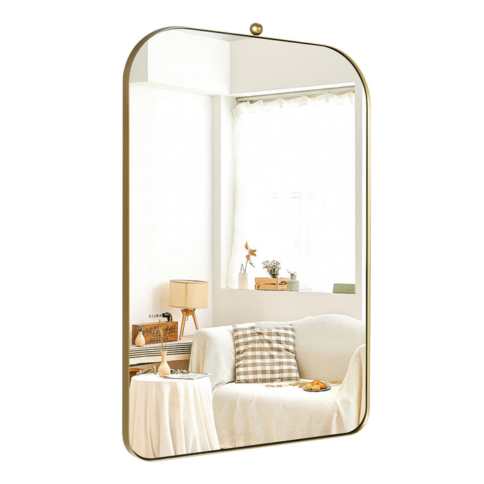 Gold Arch Mirror for Bathroom Vanity, 21x33 inch Wall Mirror for Living Room Entryway