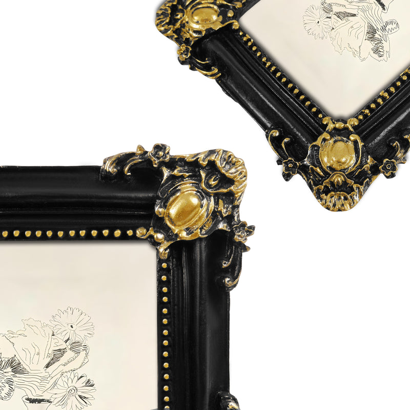 Vintage Picture Frame for 3x3 Image, Rustic Floral Frame for Tabletop or Wall Display, Square Small Photo Frame