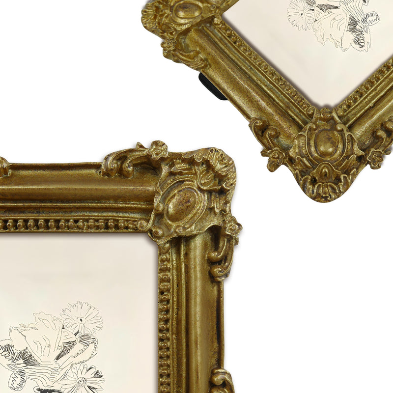 Gold Picture Frame 3x3, Vintage Small Frame for Tabletop or Wall Display, Square Photo Frame