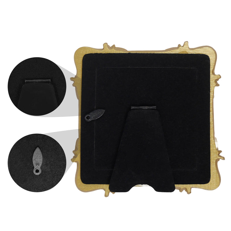 Gold Picture Frame 3x3, Vintage Small Frame for Tabletop or Wall Display, Square Photo Frame
