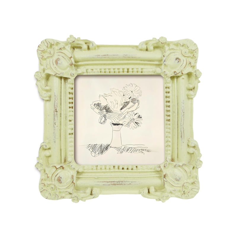 Rustic Picture Frame for 3x3 Image, Off White Square Frame for Tabletop or Wall Display, Small Photo Frame