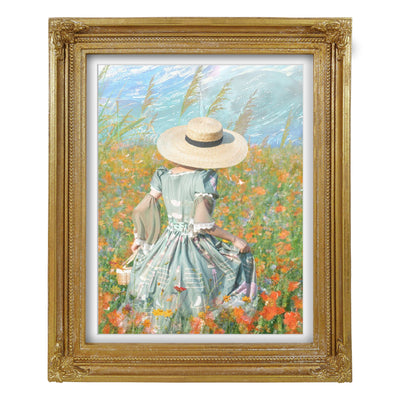 Gold vintage 8.5x11 picture frame matted to 8x10, floral corner accents for wall and tabletop display