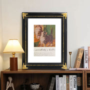 Black vintage 8x10 picture frame matted for 5x7 image, floral beaded border for wall and tabletop display