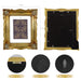 An antique gold picture frame with a white mat, displayed portrait or landscape.