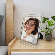 8x10 picture frame clear with silver borders for wall and tabletop