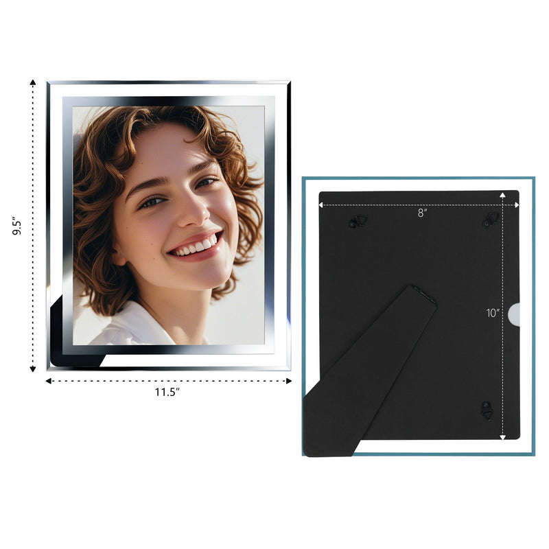 8x10 picture frame clear with silver borders for wall and tabletop
