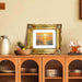 An antique gold picture frame with a white mat, displayed portrait or landscape.