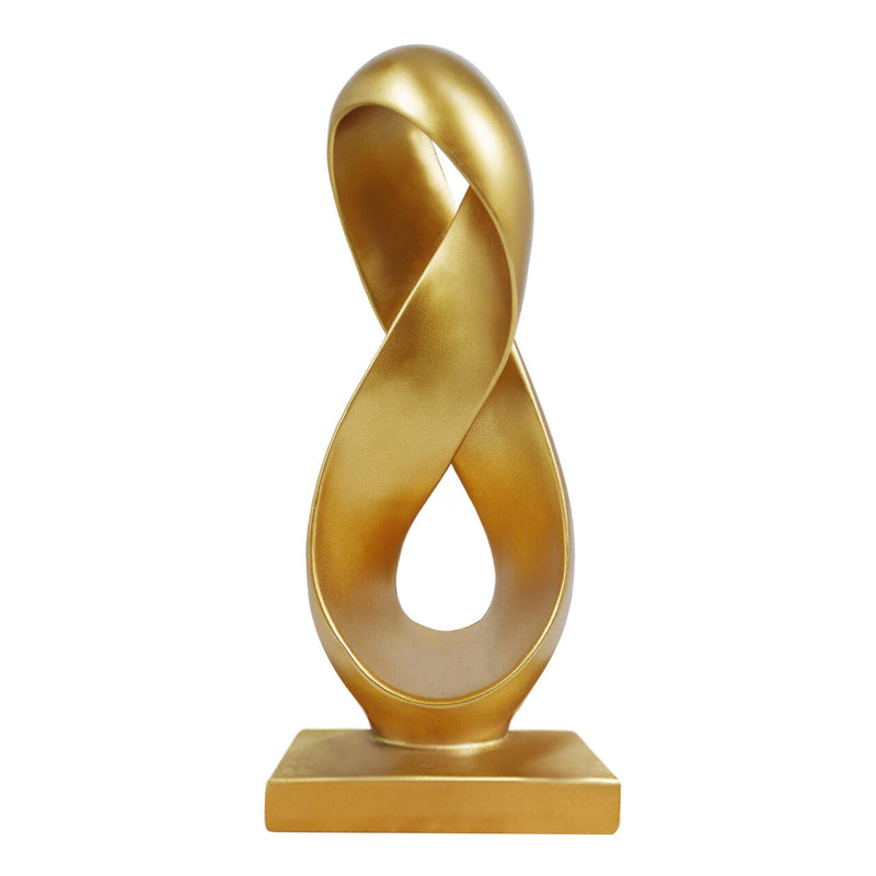 Gold Abstract Infinity Loop Sculpture, Modern Contemporary Home Accent Decor, 14.5 x 6 inches