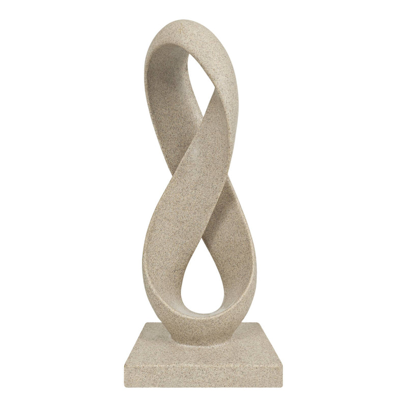 Beige Abstract Infinity Loop Sculpture, Stone Finish Modern Contemporary Home Accent Decor, 14.5 x 6 inches