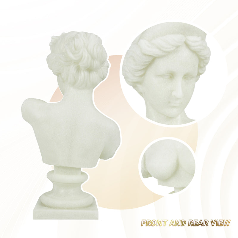 Aphrodite Bust Sculpture, 13.5" Tall Classic Greek Goddess Venus Statue with White Sparkle Finish for Modern Home Office Wedding Décor