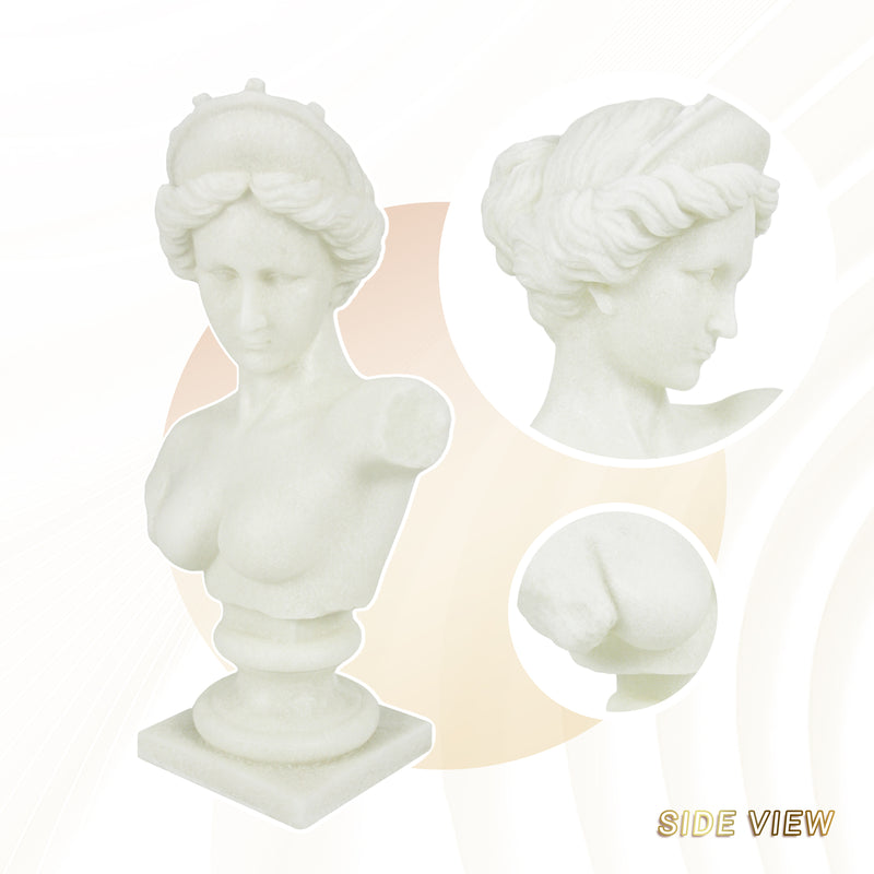 Aphrodite Bust Sculpture, 13.5" Tall Classic Greek Goddess Venus Statue with White Sparkle Finish for Modern Home Office Wedding Décor