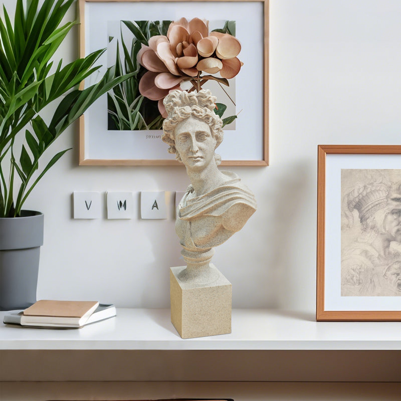 Apollo of The Belvedere Bust Sculpture, Greek Pythian Apollo Sculpted Statue, 14 x 7.5 x 3.25 Inches