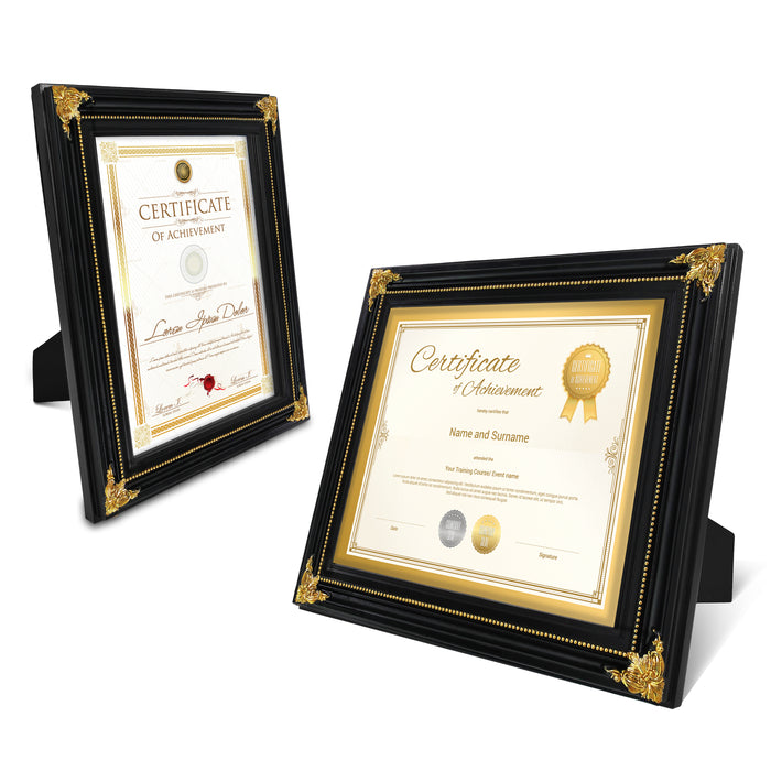 Picture Frames 8.5x11, Vintage Frame for Diploma Certificate Document 8 1/2 x 11, Set of 2