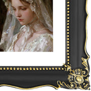 Black 8x10 baroque-style vintage picture frame with mat for 5x7 photos displayed in home décor setting
