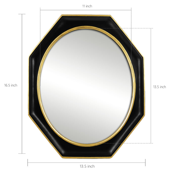 Antique Style Octagon Frame Mirror for Wall and Tabletop - 13.5x16.5 Inches