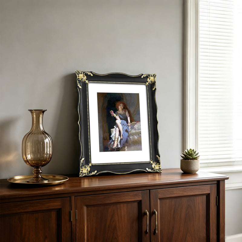 Vintage-Inspired Picture Frame 11x14 with White Mat for 8x10, Gallery Wall and Tabletop Poster Frame