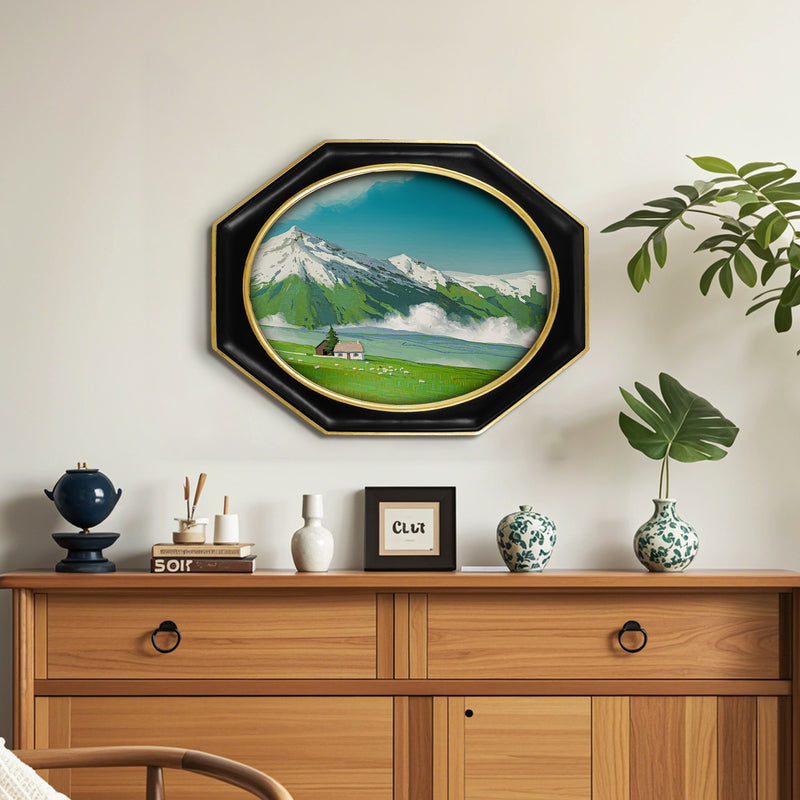 Octagon Picture Frame with Oval Opening for Gallery Wall and Tabletop Display, Vintage Home Decor