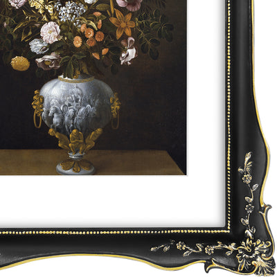 Black 11x14 vintage-inspired picture frame with white mat for 8x10 photos displayed in home décor setting