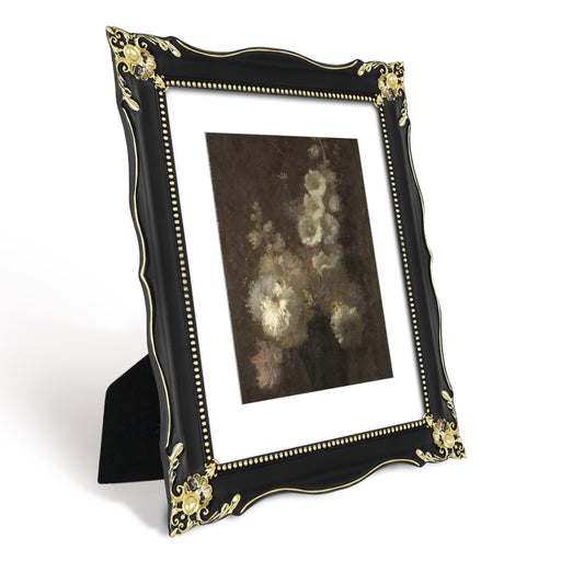 Gothic Black 11x14 vintage-inspired picture frame with white mat for 8x10 photos for wall and tabletop display
