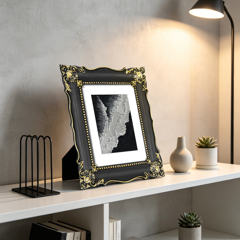 8x10 Picture Frame with Mat for 5x7, Vintage Inspired Wall and Tabletop Photo Frames, Baroque Style Home Decor