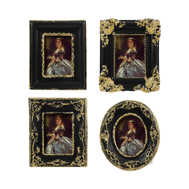 Vintage Picture Frames for 1.5x2 Inch Photos Small Artworks, Mini Wallet Sized Ornate Frame for Wall and Tabletop, Set of 4