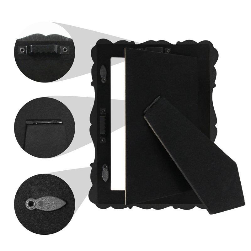 Black Picture Frames 4x6 for Wall and Desk Display, Vintage 4 x 6 Picture Frame with Hand Carved Roses Flowers Detail, Rustic House Living Room Shelf Decor