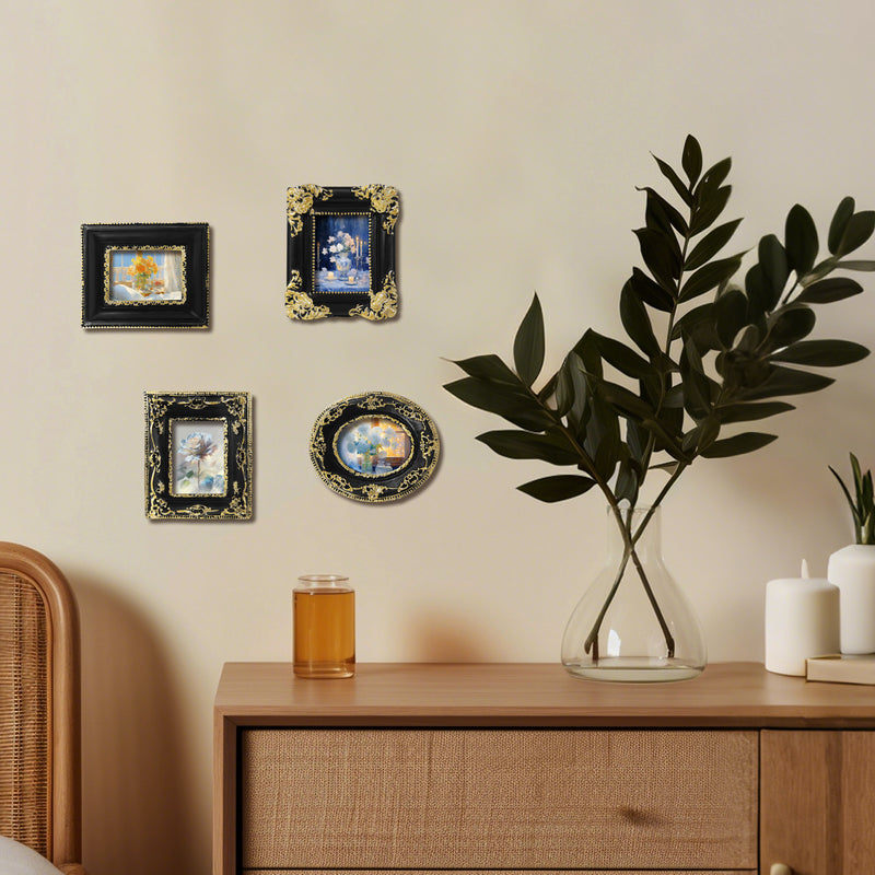 Vintage Picture Frames for 1.5x2 Inch Photos Small Artworks, Mini Wallet Sized Ornate Frame for Wall and Tabletop, Set of 4