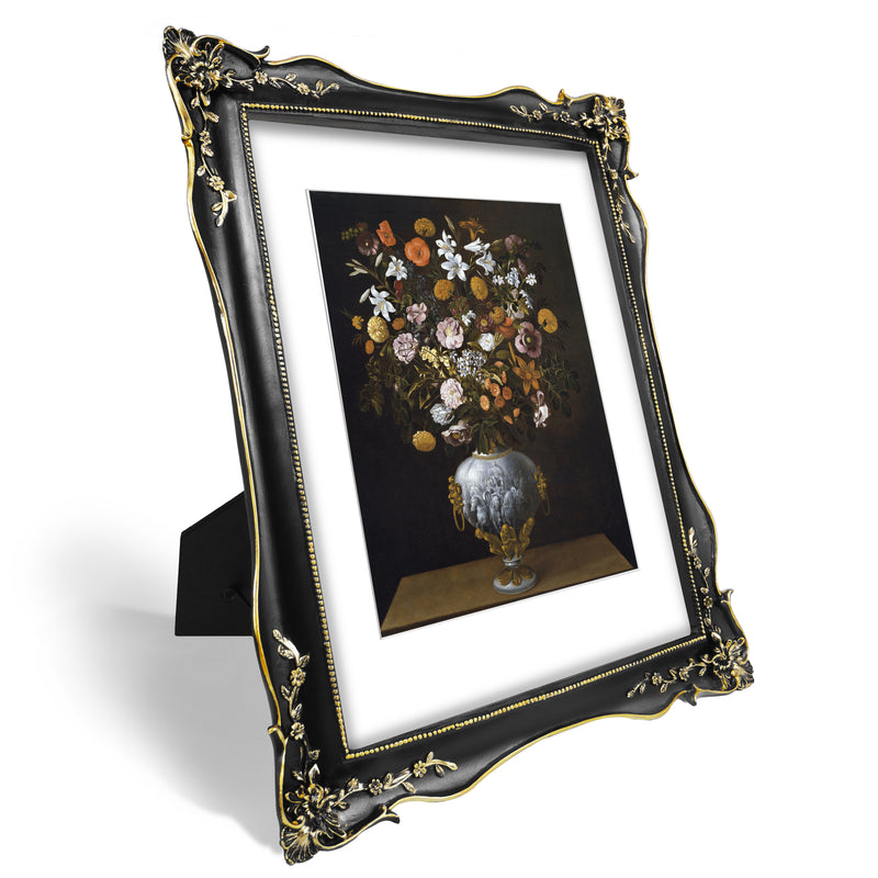 Vintage Picture Frame with Floral and Beaded Detailing, Antique Style Gallery Wall and Tabletop Frame